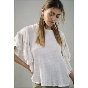 Anthropologie Pilcro Sybil Striped Ruffled Sleeve Blouse Top XS